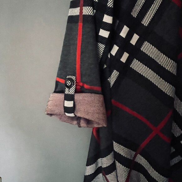 Ali Miles Grey Red Plaid Cowl Neckline Small - Picture 4 of 6